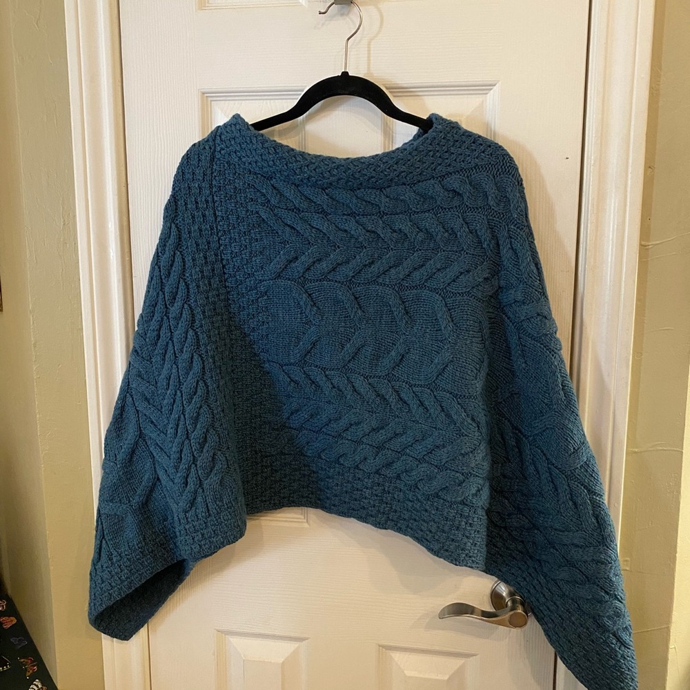 Irish knit Aran poncho